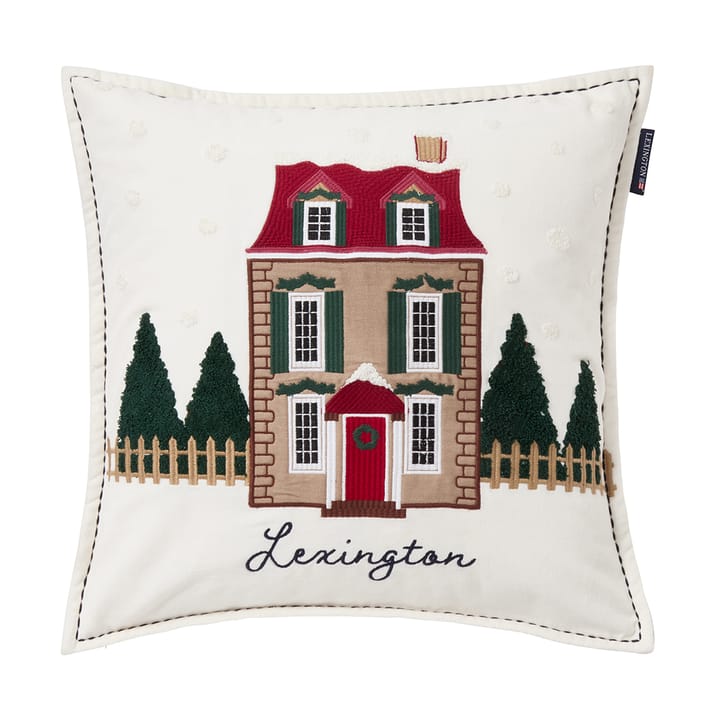 House ekologisk sammetsbomull kuddfodral 50x50 cm - White-multi - Lexington