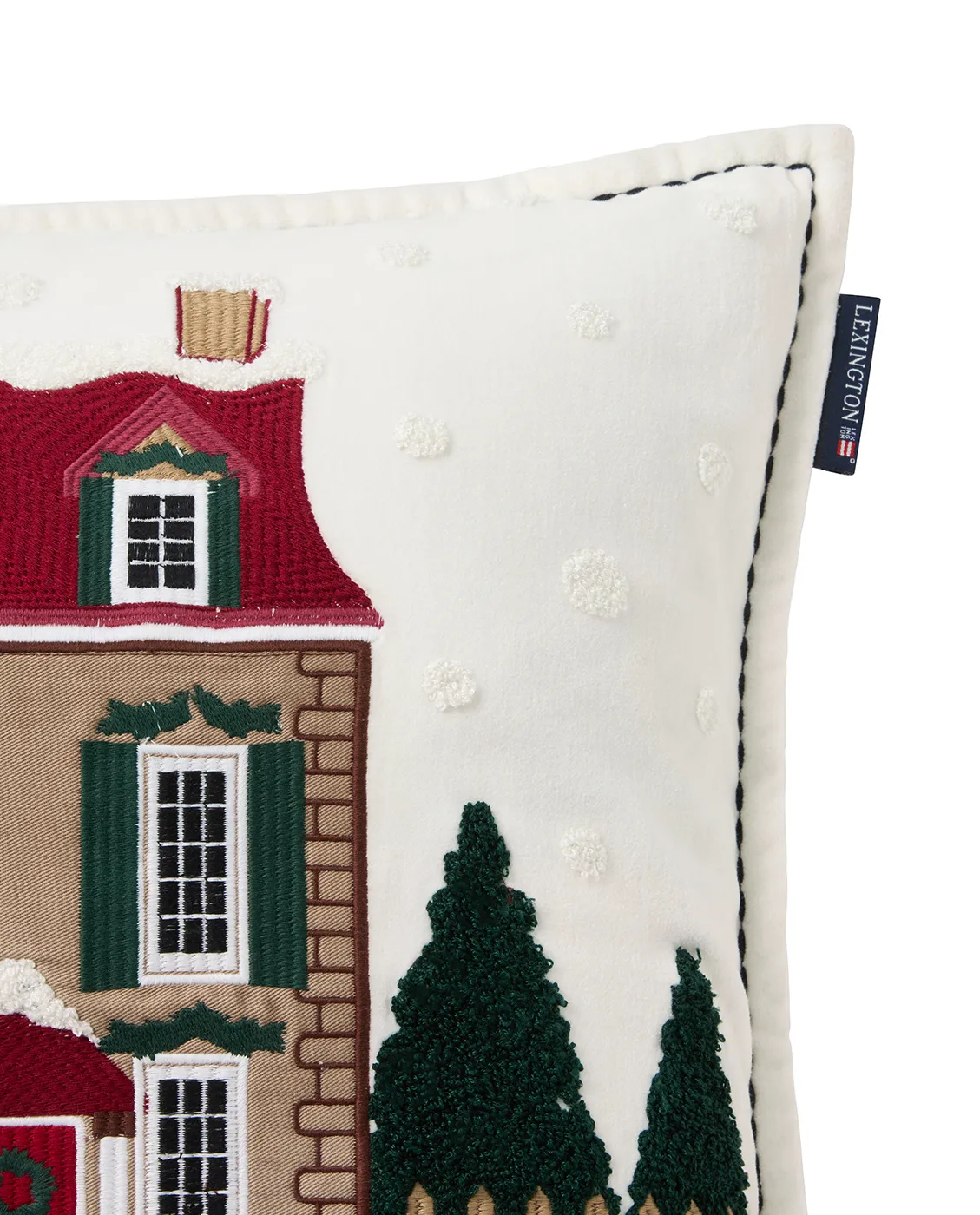 House ekologisk sammetsbomull kuddfodral 50x50 cm, White-multi Lexington