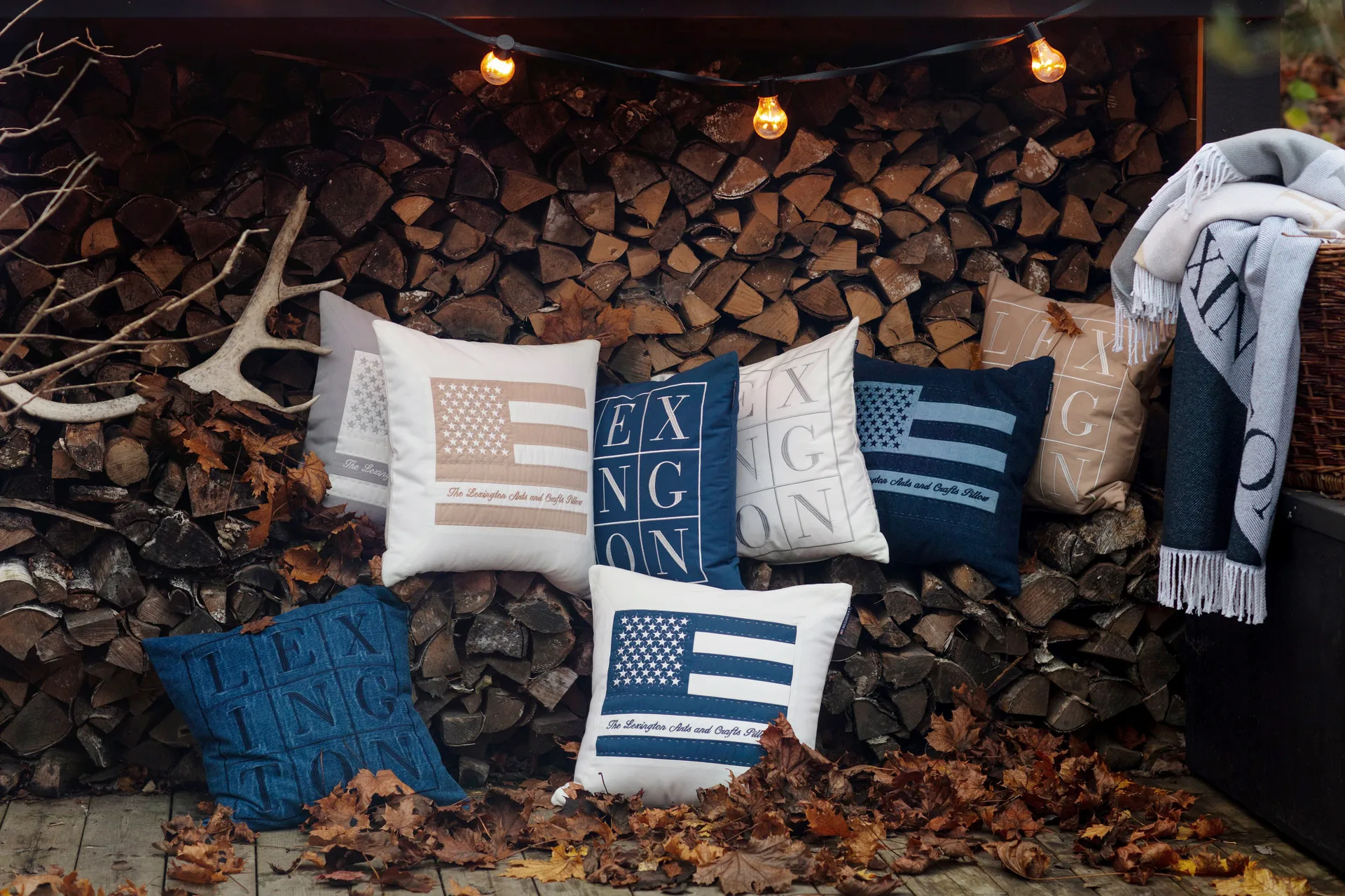 Icons Denim Logo kuddfodral 50x50 cm, Denim blue Lexington