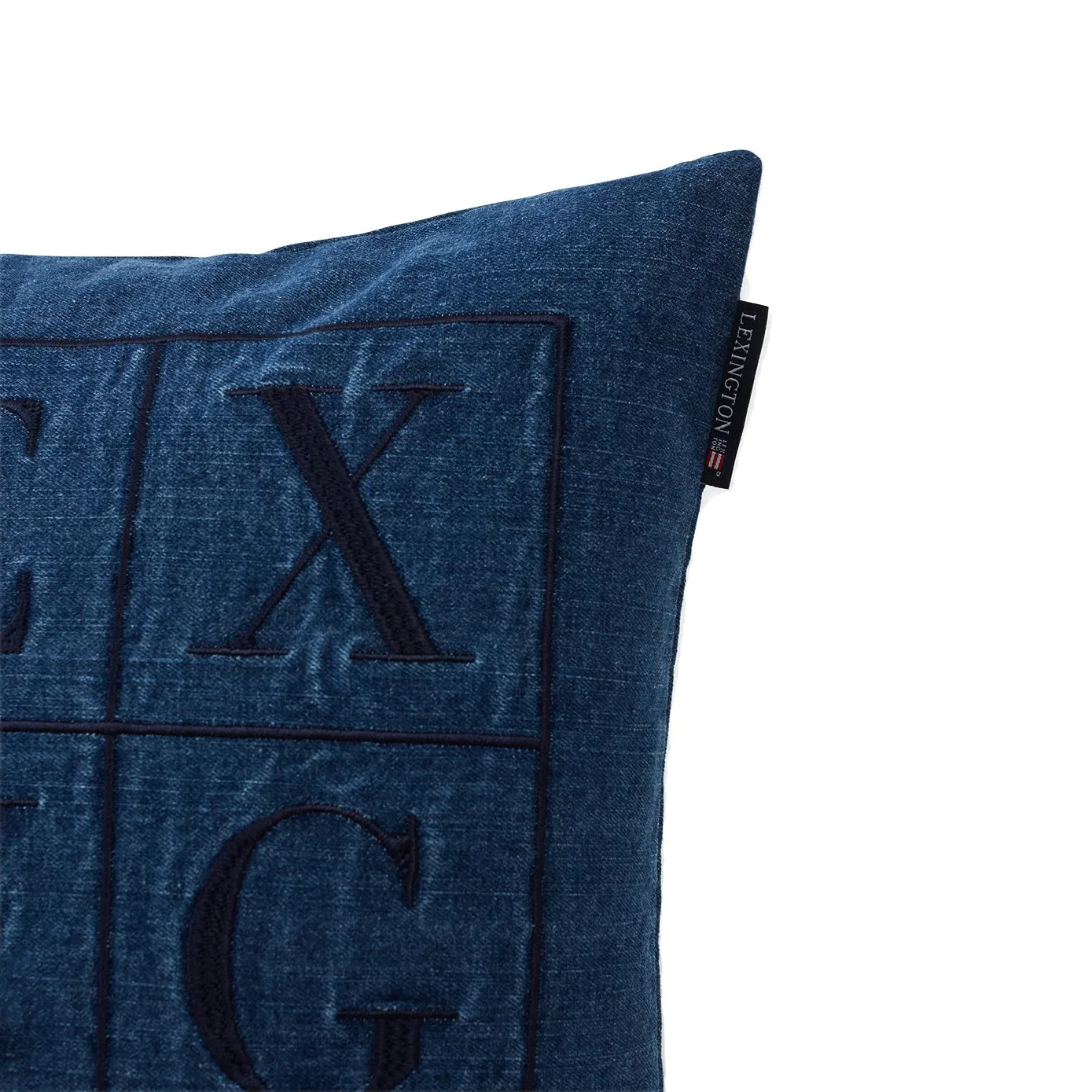 Icons Denim Logo kuddfodral 50x50 cm, Denim blue Lexington