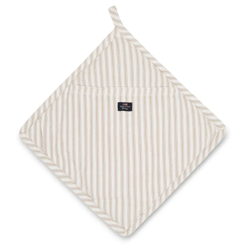 Icons Herringbone Striped grytlapp, Beige-white Lexington