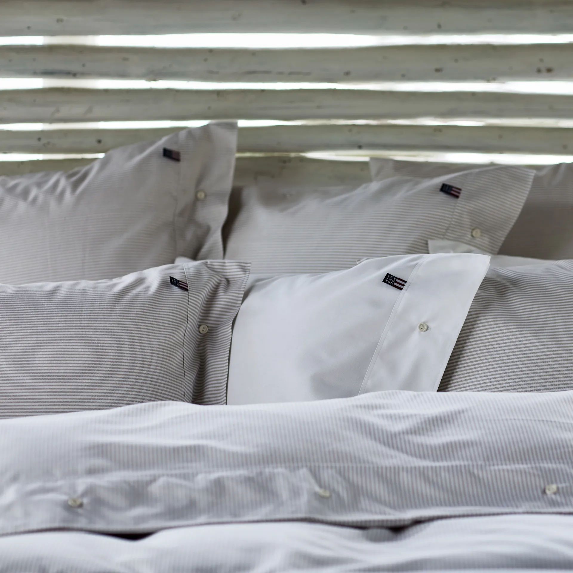 Icons Pin Point påslakan 220x220 cm, Beige-white Lexington