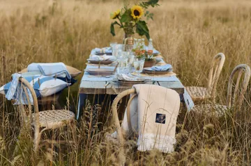 Irregula Striped Cotton kuddfodral 50x50 cm - Blue-White - Lexington