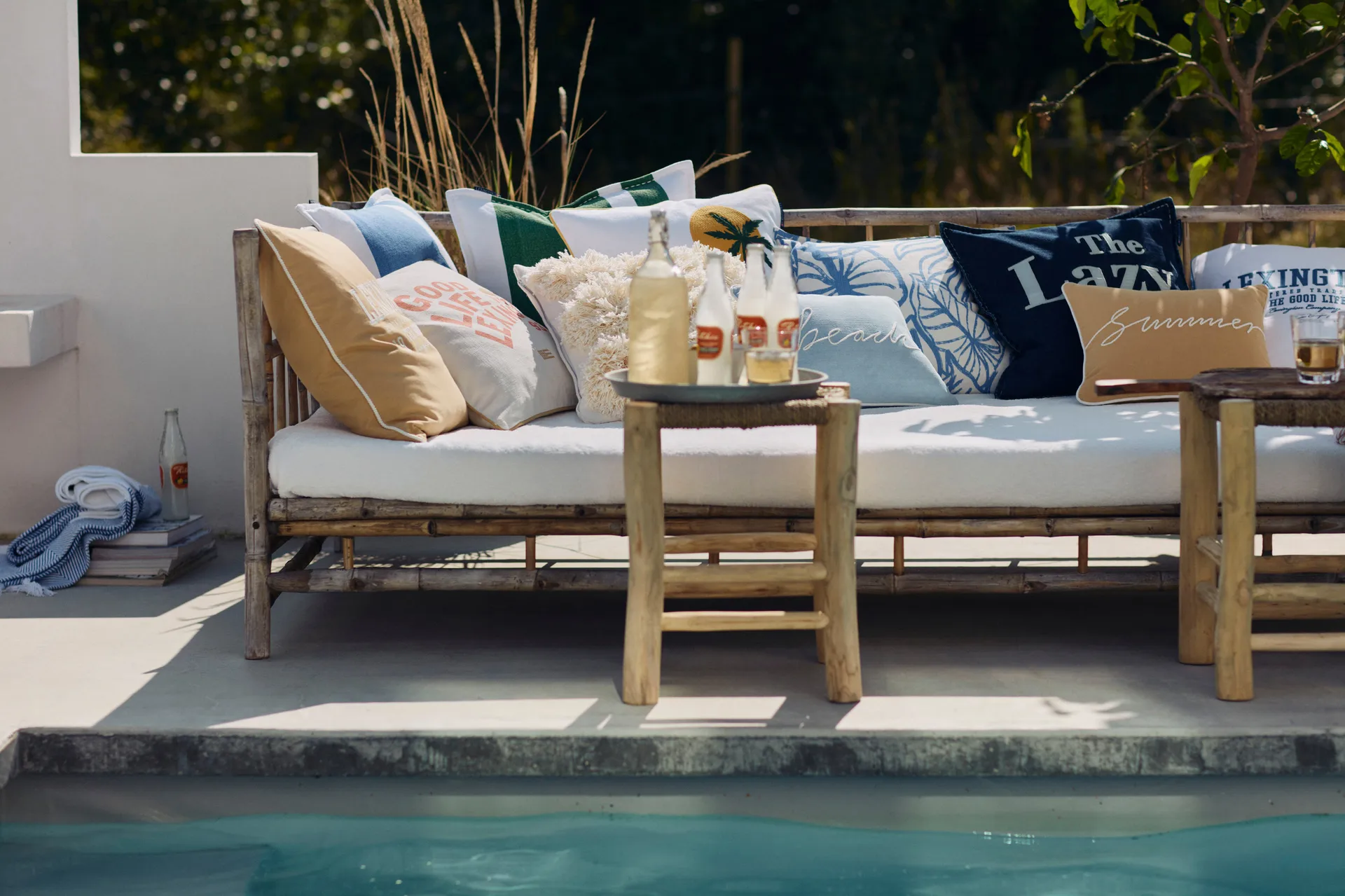 Irregula Striped Cotton kuddfodral 50x50 cm, Blue-White Lexington