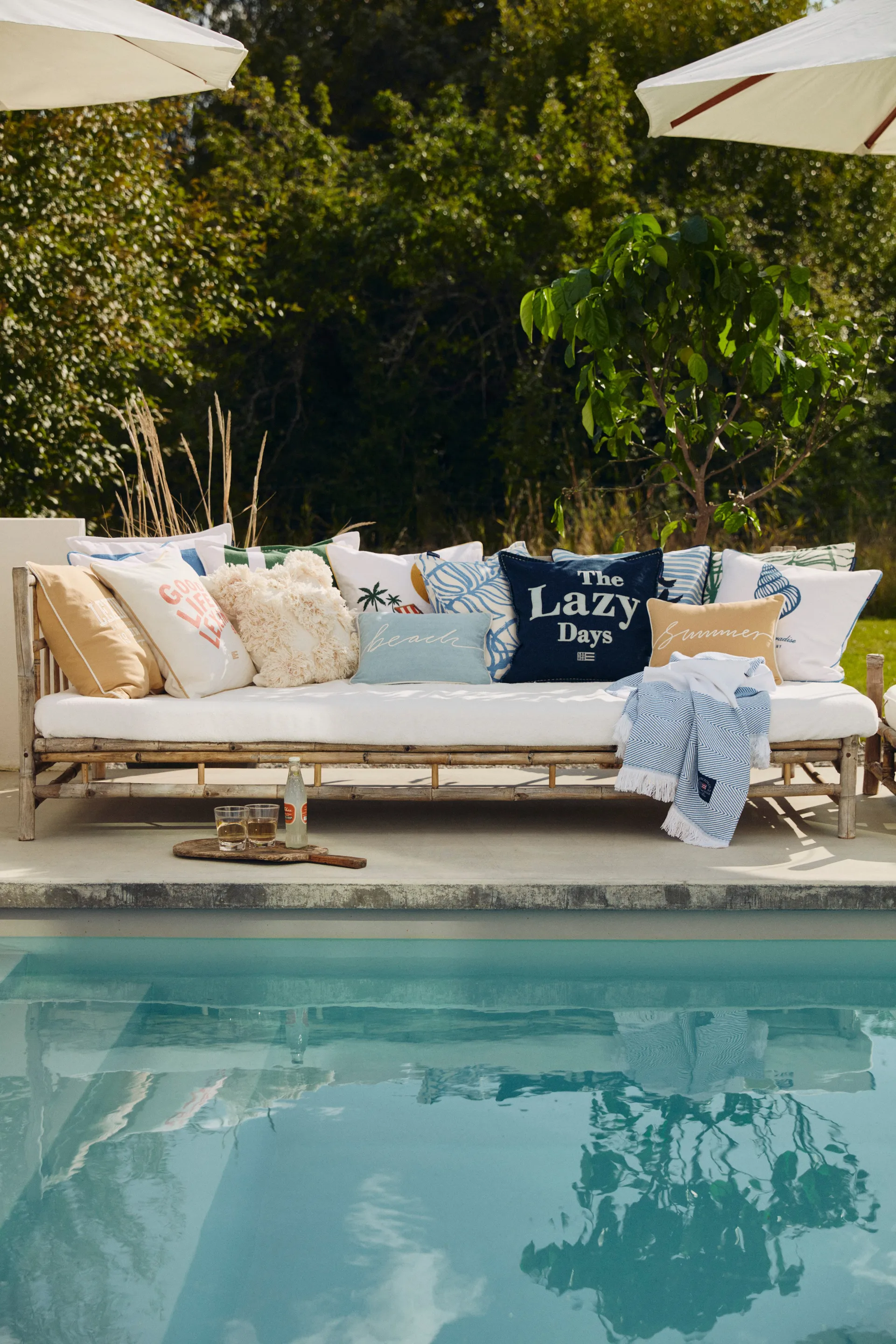 Irregula Striped Cotton kuddfodral 50x50 cm, Green-White Lexington