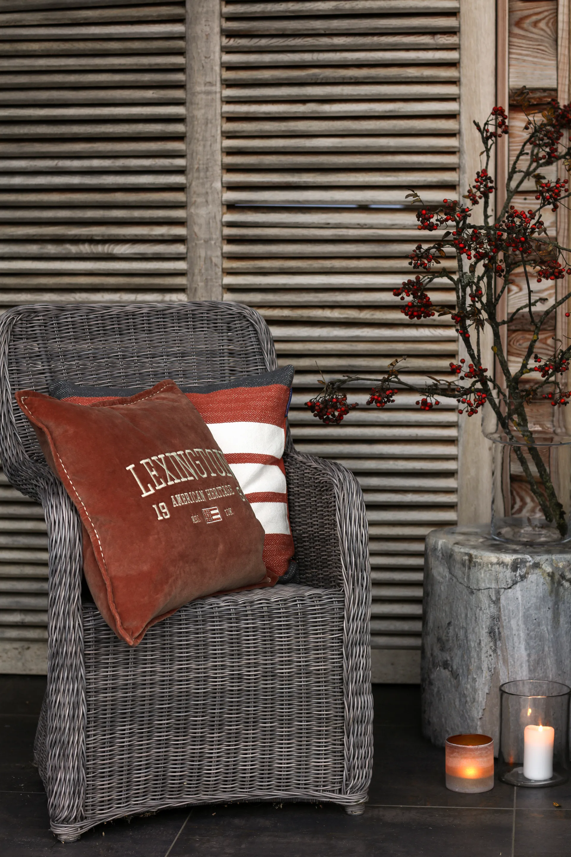 Irregular Striped Cotton kuddfodral 50x50 cm, Copper-gray Lexington