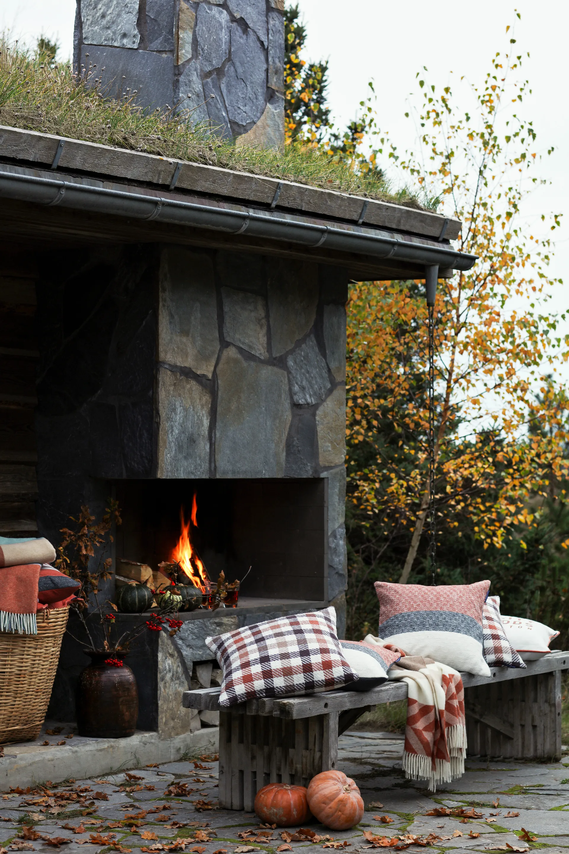 Irregular Striped Cotton kuddfodral 50x50 cm, Copper-gray Lexington