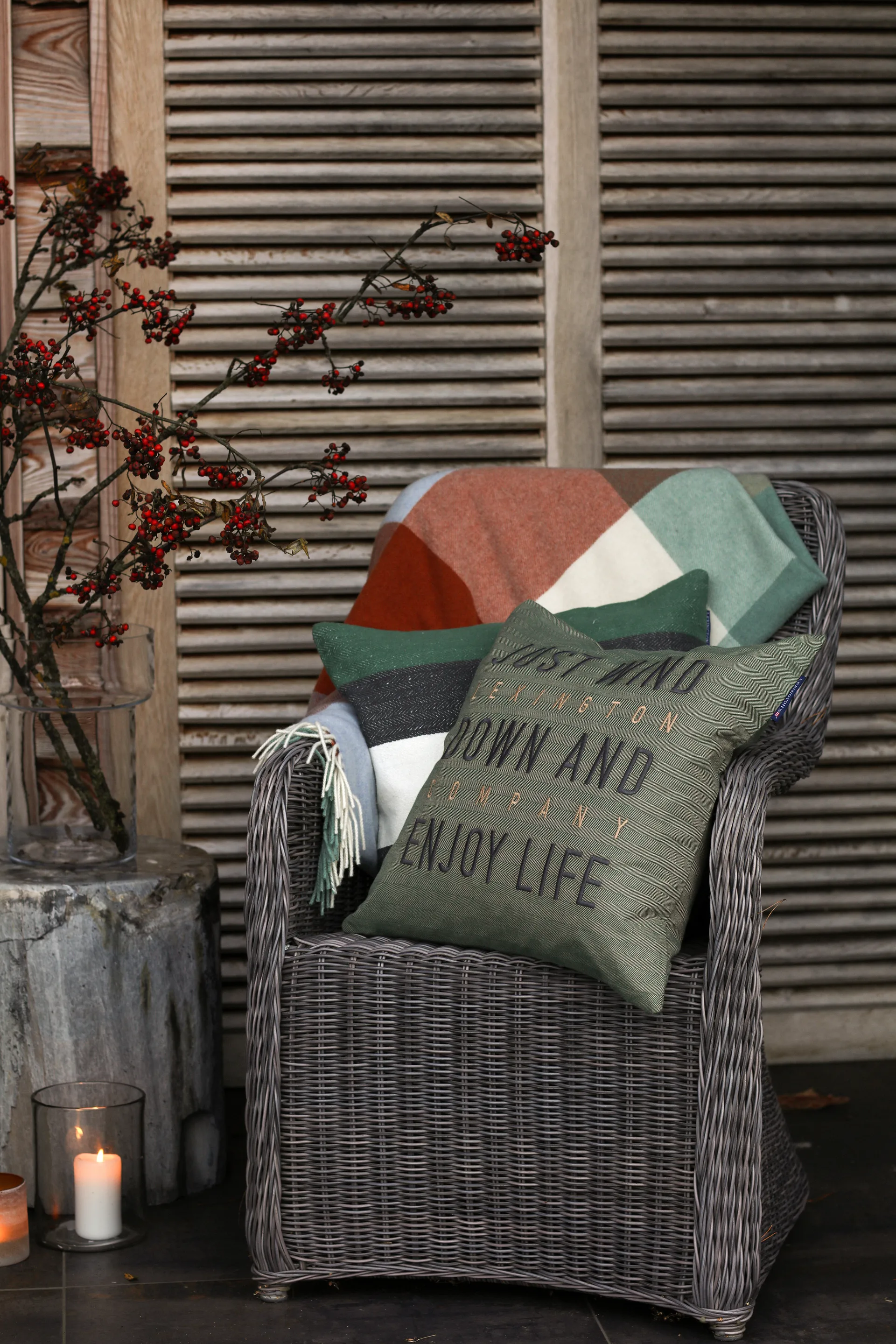 Irregular Striped Cotton kuddfodral 50x50 cm, Green-gray Lexington