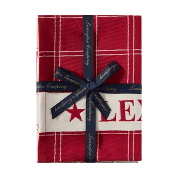 Jacquardvävd bomull kökshandduk - Red-white, 50x70 cm - Lexington