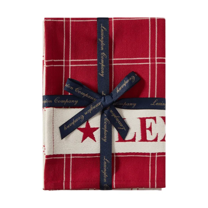 Jacquardvävd bomull kökshandduk - Red-white, 50x70 cm - Lexington