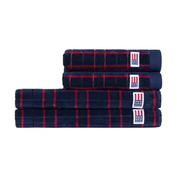Lexington checked handduk 4 delar - Navy-green, 2 st 50x70 cm, 2 st 70x30 cm - Lexington