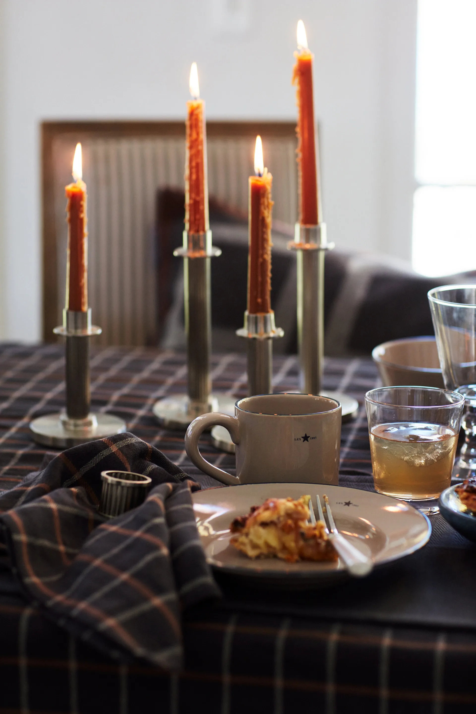 Lexington ljusstake striped 20 cm, Brass Lexington