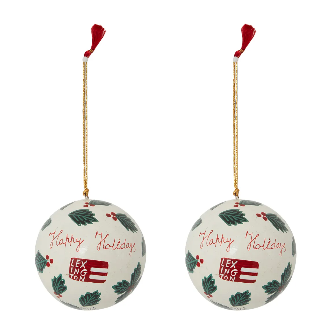 Lexington Papier Maché julgranskula 2-pack, White-green Lexington