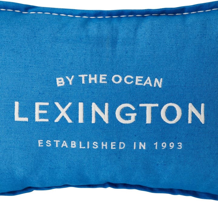 Logo Embroidered Linen/Cotton kudde 30x50 cm, Blue Lexington