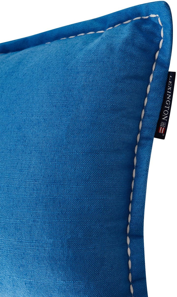 Logo Embroidered Linen/Cotton kudde 30x50 cm, Blue Lexington