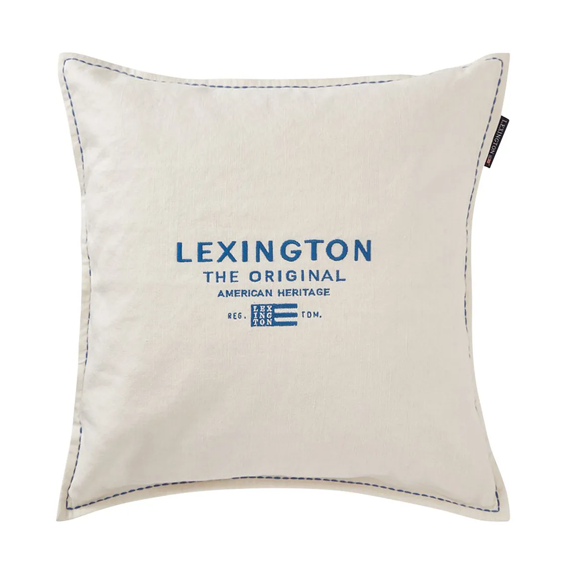 Logo Embroidered Linen/Cotton kuddfodral 50x50 cm, White Lexington