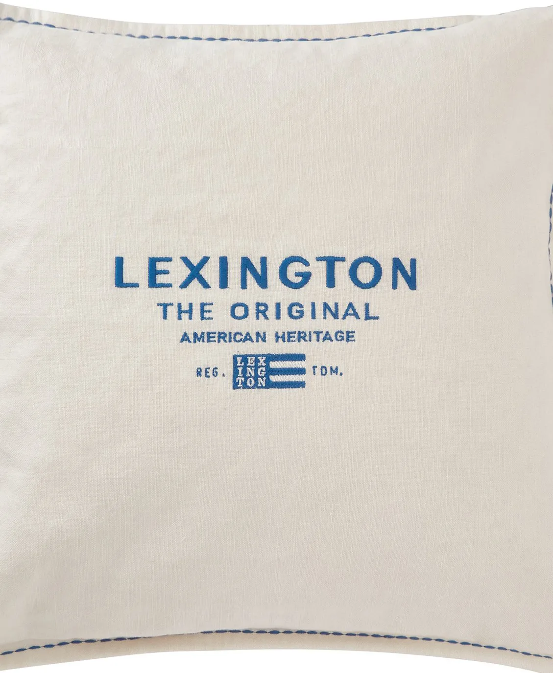 Logo Embroidered Linen/Cotton kuddfodral 50x50 cm, White Lexington