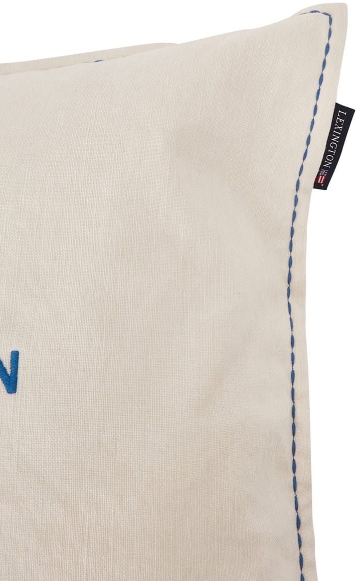 Logo Embroidered Linen/Cotton kuddfodral 50x50 cm - White - Lexington