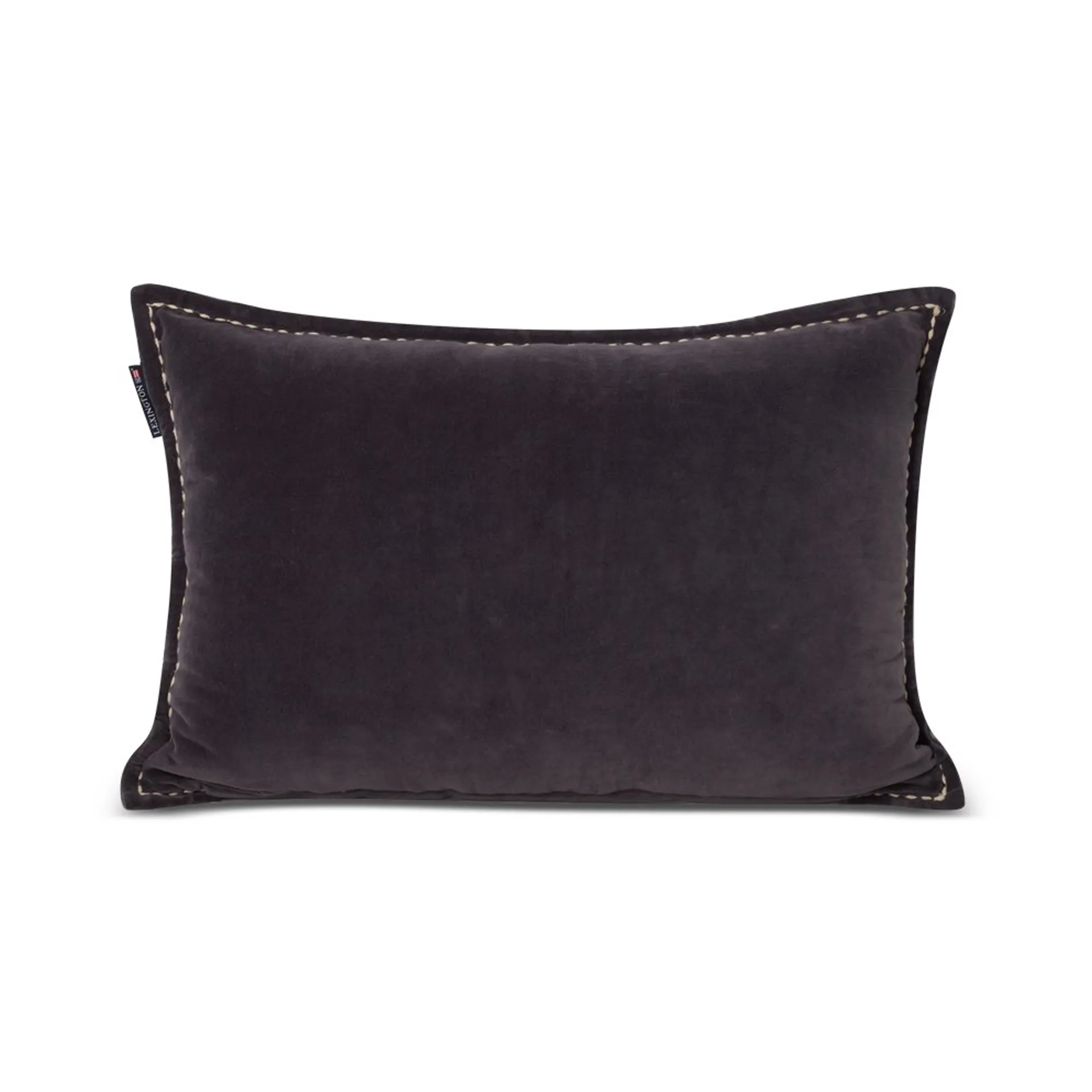 Logo Message Organic Cotton Velvet kudde 40x60 cm, Dark gray Lexington