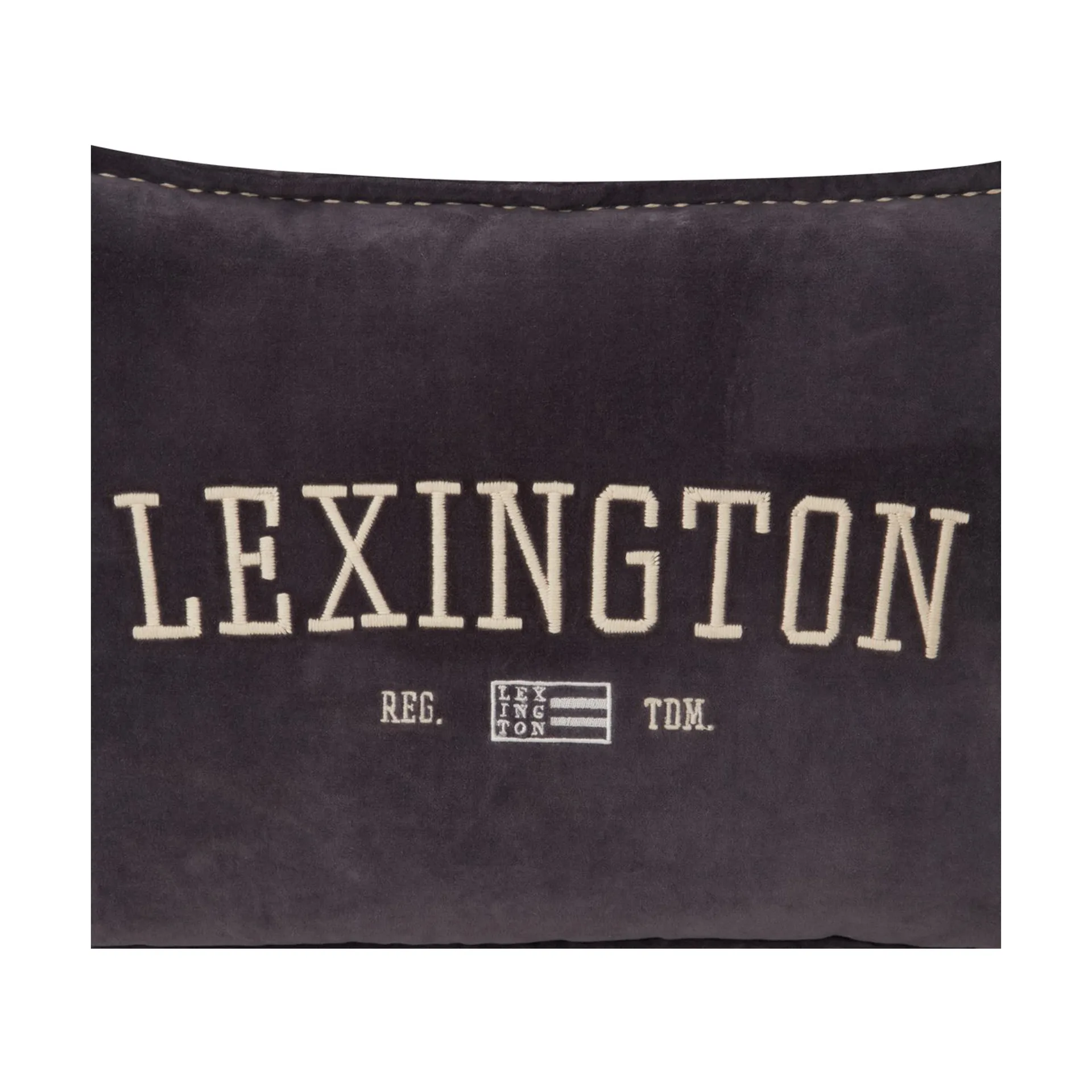 Logo Message Organic Cotton Velvet kudde 40x60 cm, Dark gray Lexington