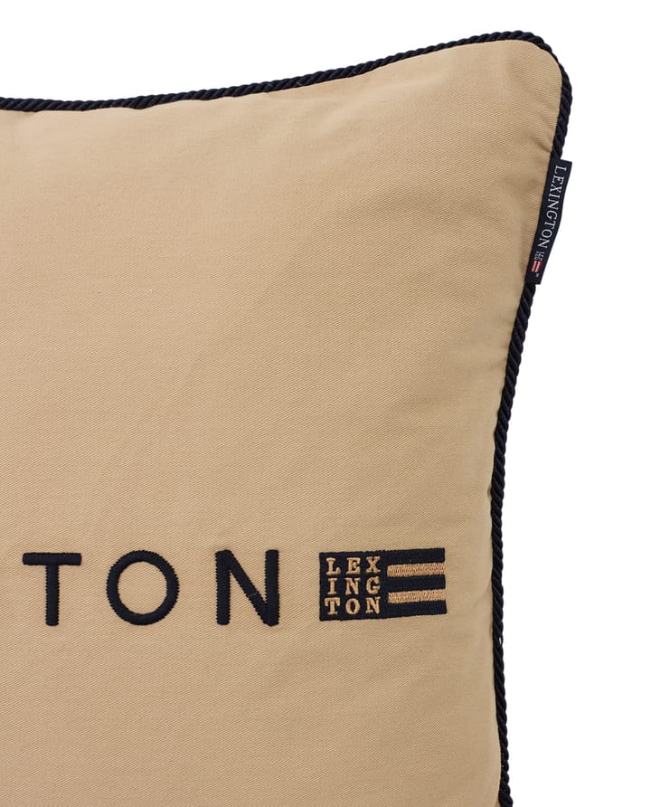 Logo Organic Cotton Twill kuddfodral 50x50 cm, Beige-dark blue Lexington