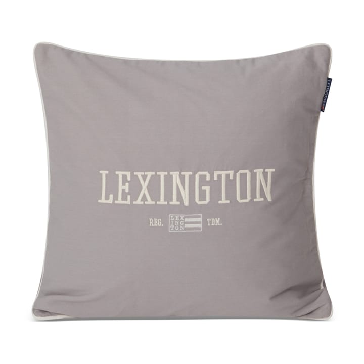 Logo Organic Cotton Twill kuddfodral 50x50 cm, Grå-vit Lexington