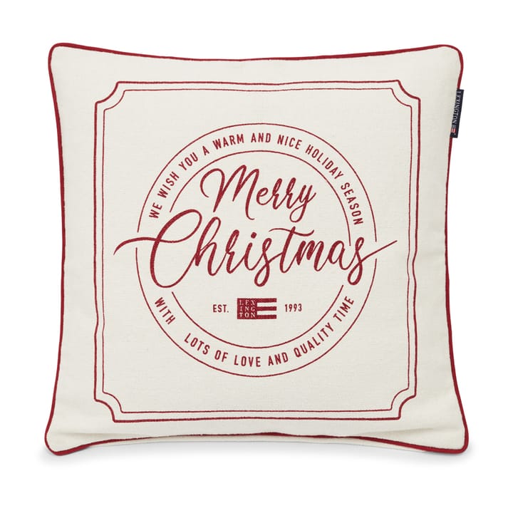 Merry Christmas Cotton Canvas kuddfodral 50x50 cm - Off white-red - Lexington