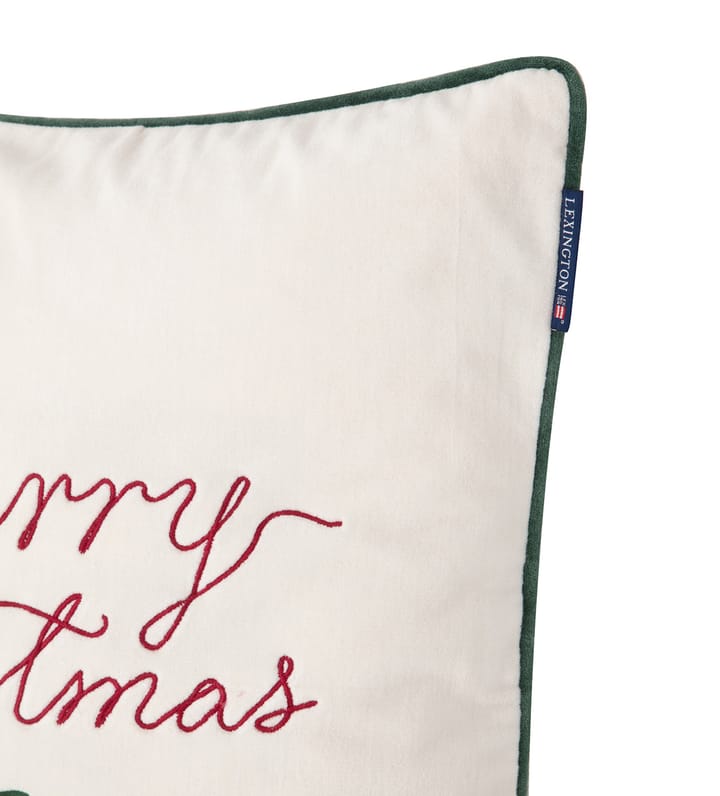 Merry Christmas Cotton Velvet kuddfodral 50x50 cm, Off white-red Lexington