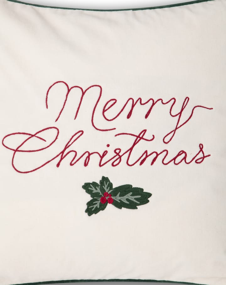 Merry Christmas Cotton Velvet kuddfodral 50x50 cm, Off white-red Lexington