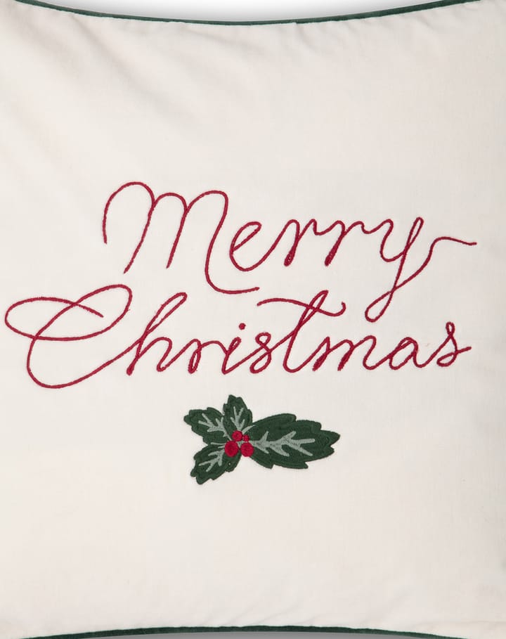 Merry Christmas Cotton Velvet kuddfodral 50x50 cm - Off white-red - Lexington