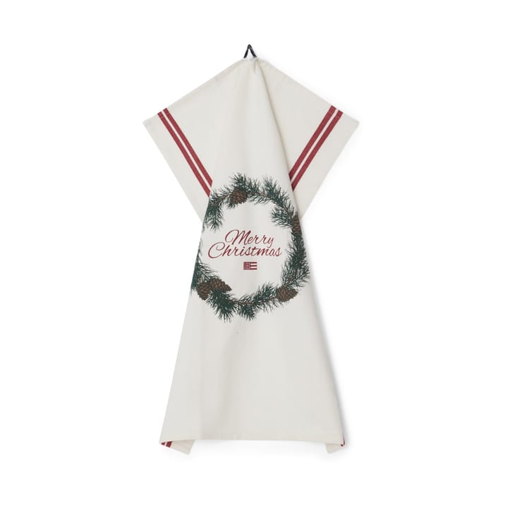Merry Christmas Org Cotton kökshandduk 50x70 cm, White-red-green Lexington