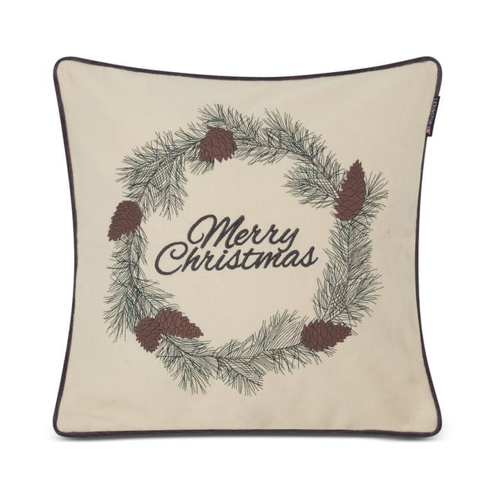 Merry Christmas Wool Mix kuddfodral 50x50 cm, White-green-beige Lexington