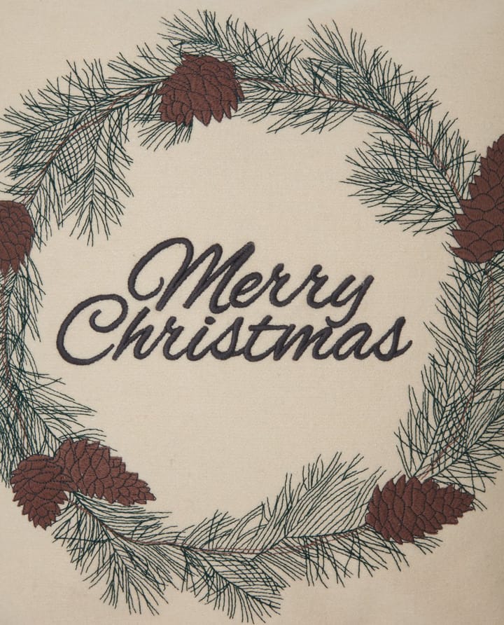 Merry Christmas Wool Mix kuddfodral 50x50 cm, White-green-beige Lexington