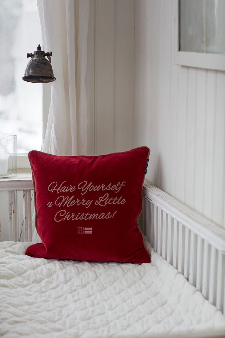 Merry Little Org Cotton Velvet kuddfodral 50x50 cm, Red-beige Lexington