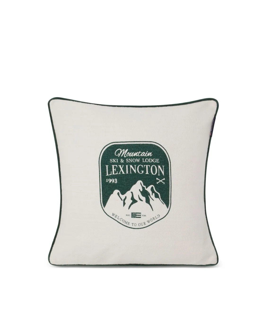 Mountain Logo kuddfodral 50x50 cm, Vit-grön Lexington