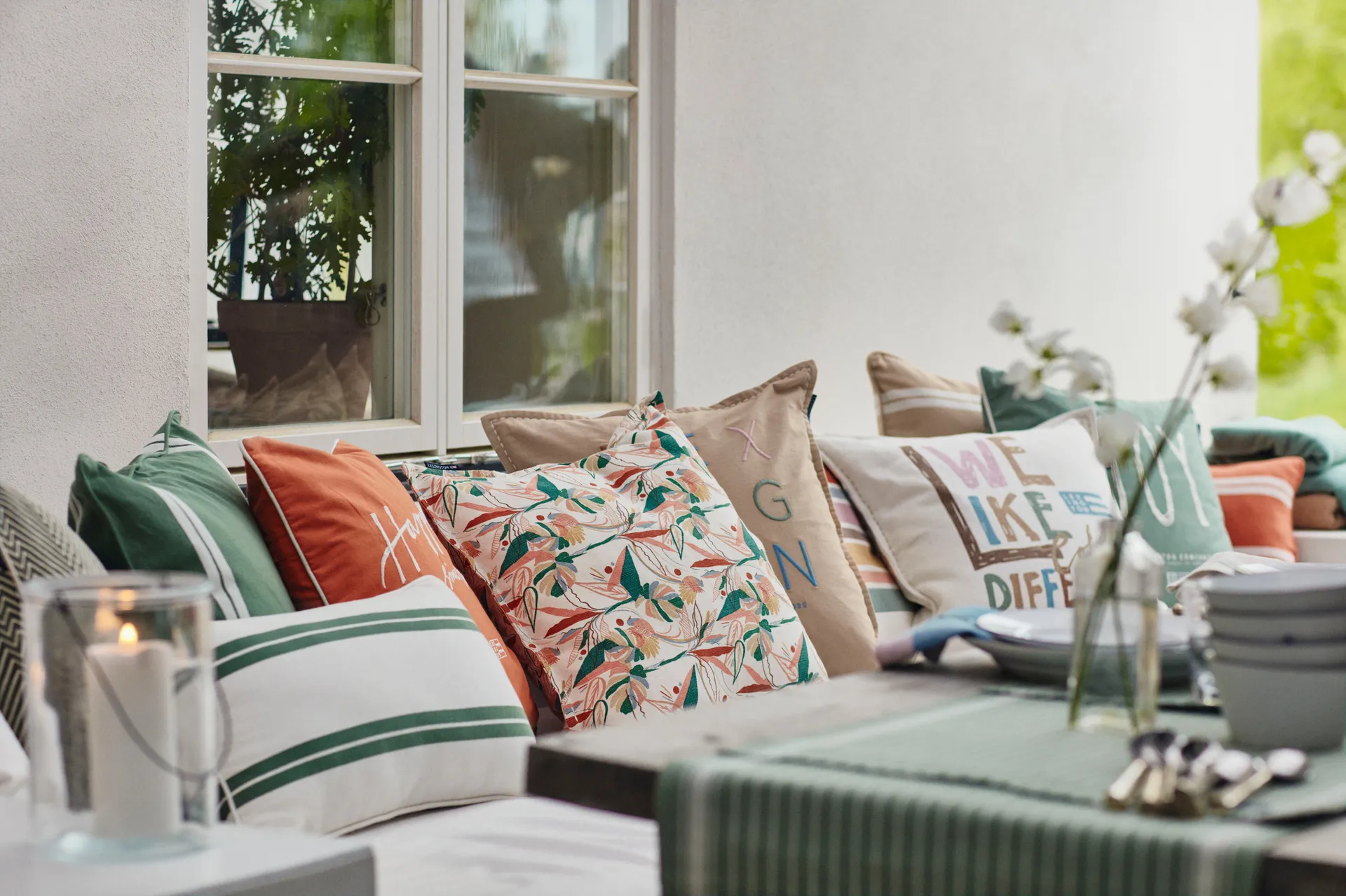 Multi Color Printed kuddfodral 50x50 cm, White-multi Lexington