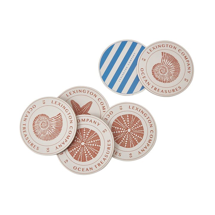 Ocean Treasures glasunderlägg Ø9,5 cm 6-pack, Blue Lexington