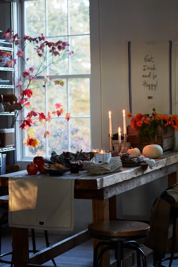 Organic Cotton Oxford löpare stitches 50x250 cm - Beige - Lexington