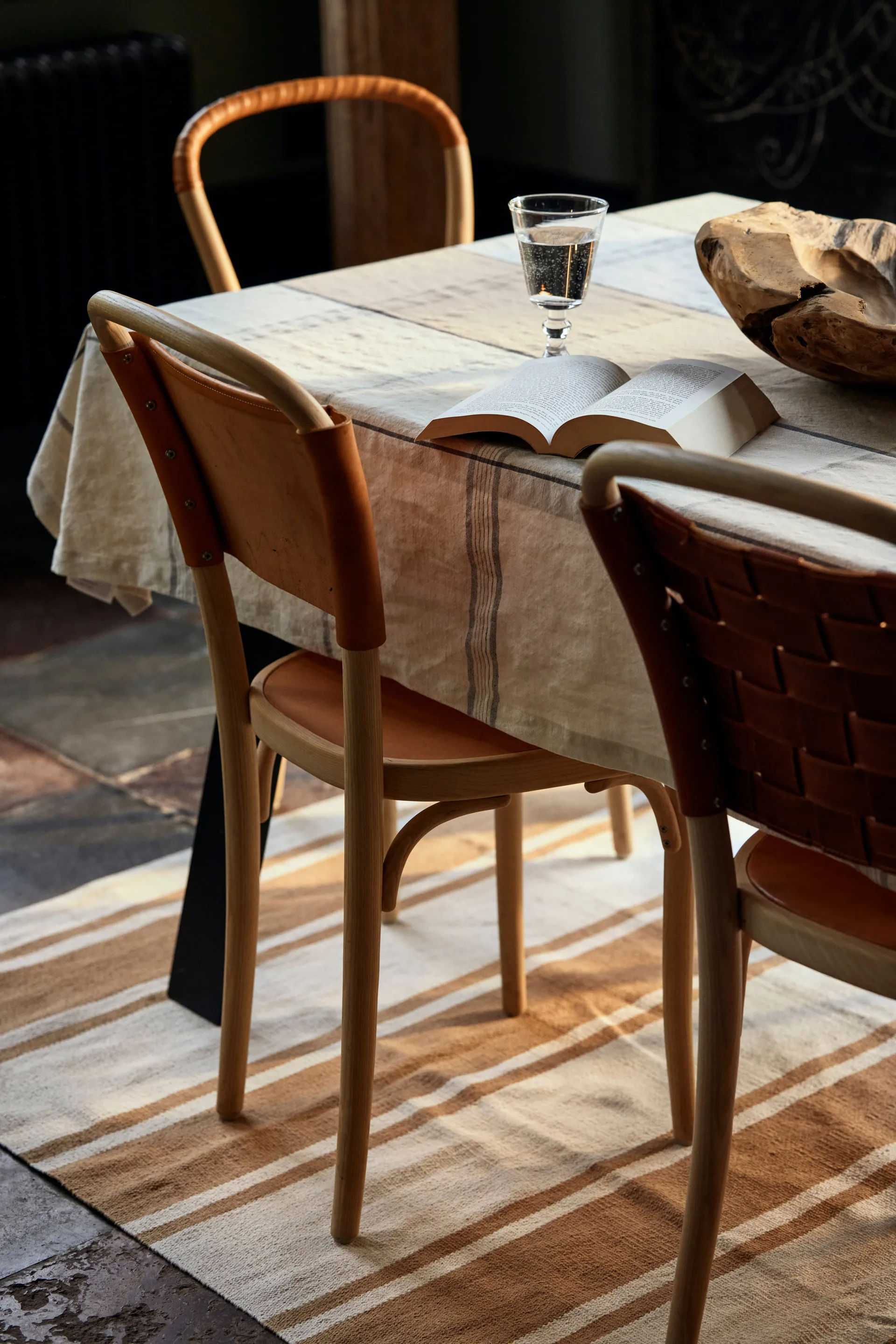 Organic Striped Cotton matta 170x240 cm, Beige-white Lexington