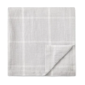 Pepita Check Cotton Linen bordsduk 150x250 cm - White-light gray - Lexington