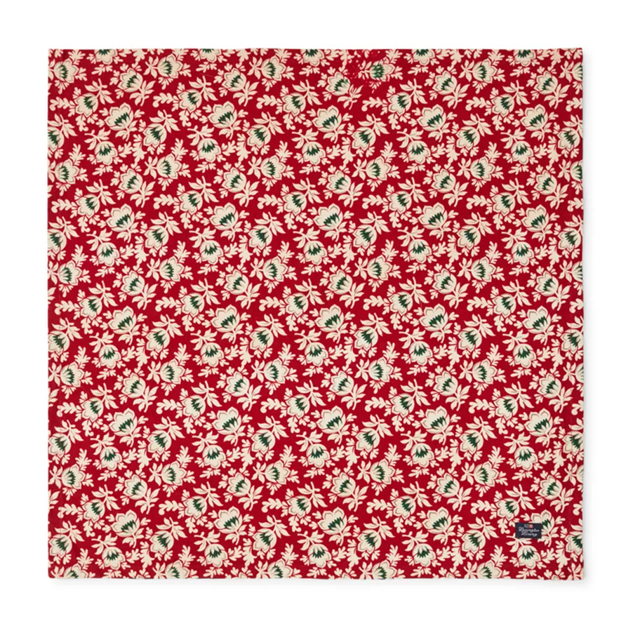 Printed Organic Cotton Twill servett 50x50 cm, Red-beige-green Lexington