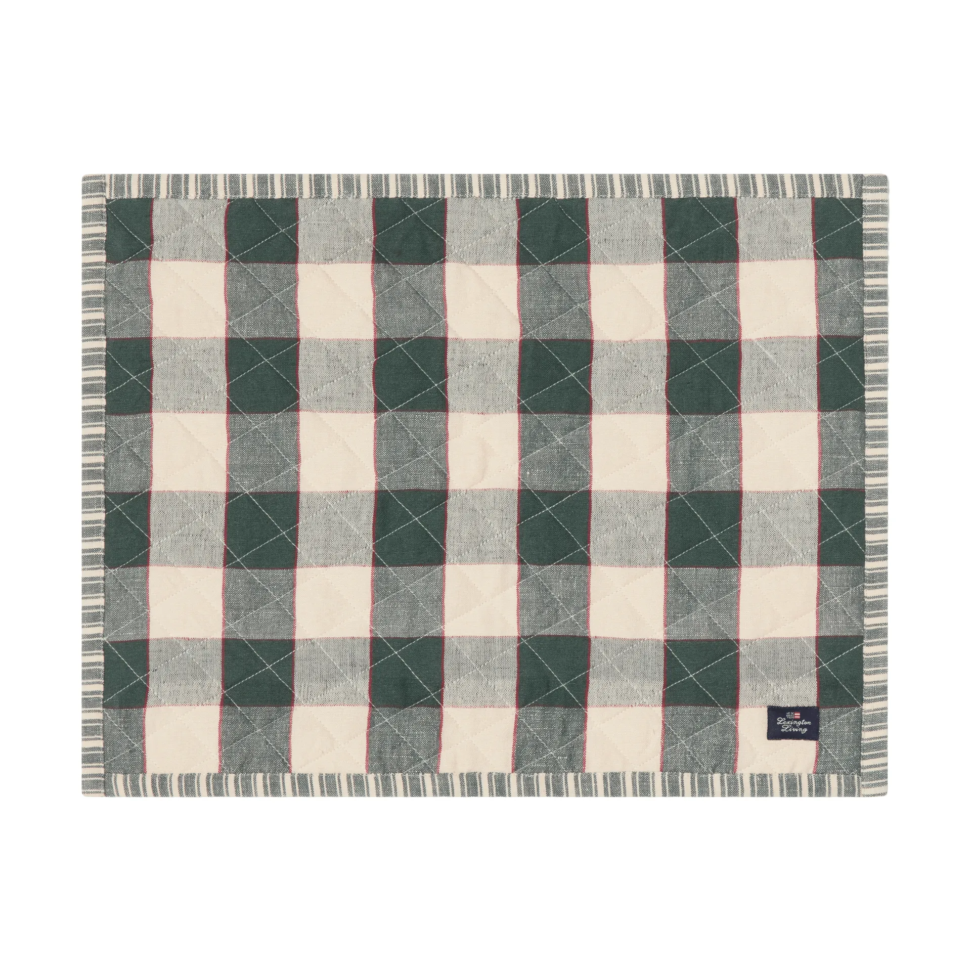 Quiltad dubbelsidig bordstablett, Green-Light beige-red, 35x45 cm Lexington
