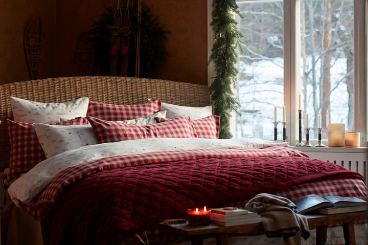 Quilted Organic Cotton Velvet överkast 240x260 cm, Red Lexington