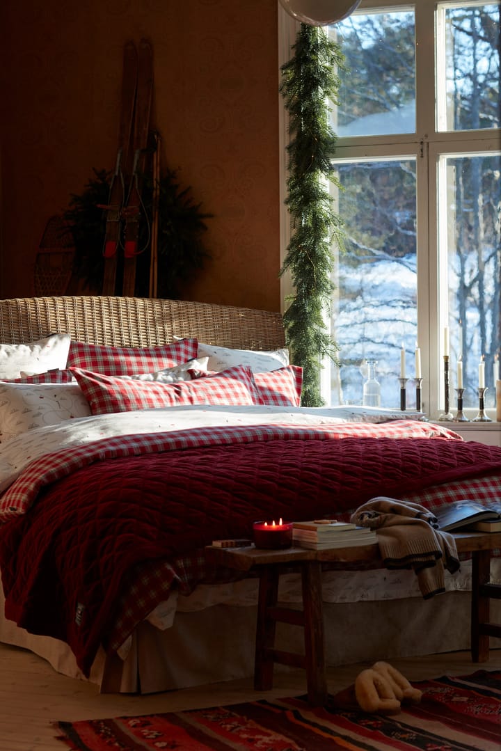 Quilted Organic Cotton Velvet överkast 240x260 cm, Red Lexington