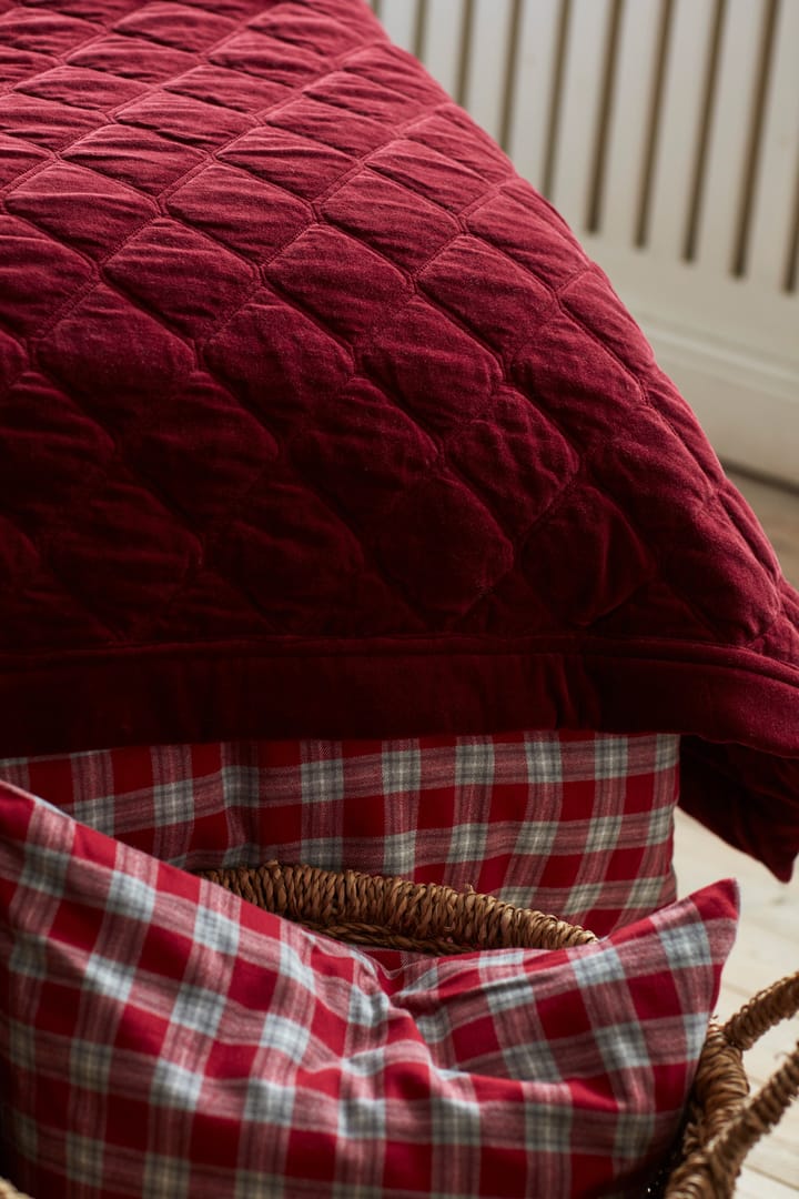 Quilted Organic Cotton Velvet överkast 240x260 cm - Red - Lexington