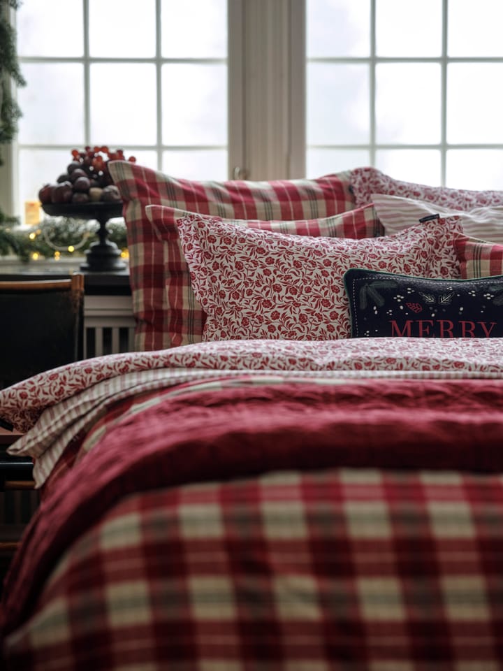 Quilted organic cotton velvet överkast 260x240 cm, Röd Lexington