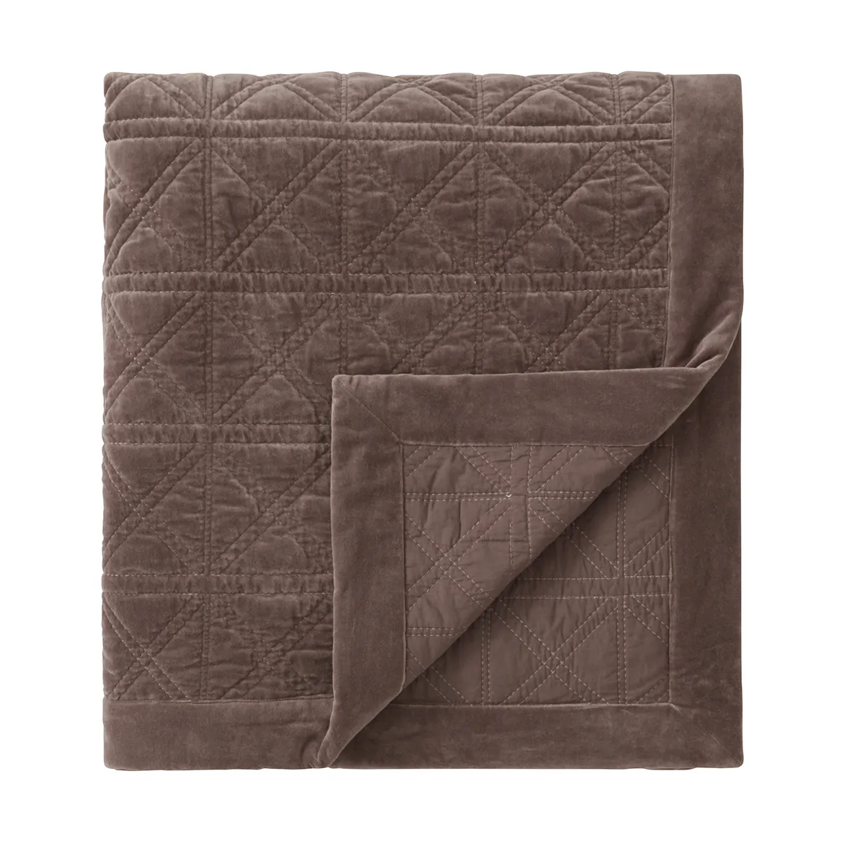 Rattan Quilted Velvet överkast 160x240 cm, Brown Lexington