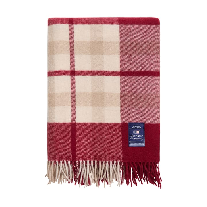 Red-beige Checked återvunnen ull pläd 130x170 cm - Red-beige - Lexington