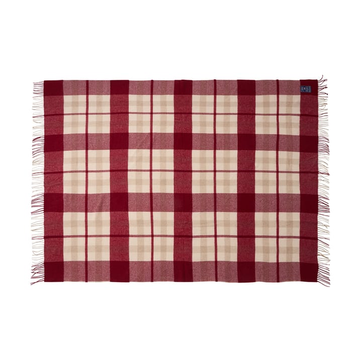 Red-beige Checked återvunnen ull pläd 130x170 cm, Red-beige Lexington