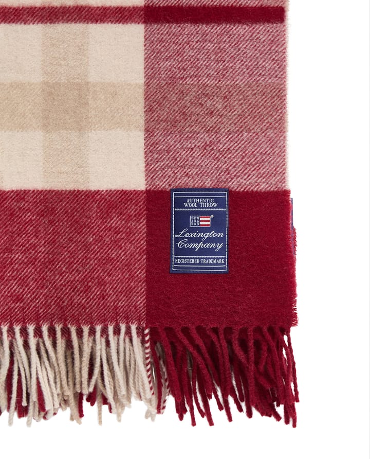 Red-beige Checked återvunnen ull pläd 130x170 cm, Red-beige Lexington